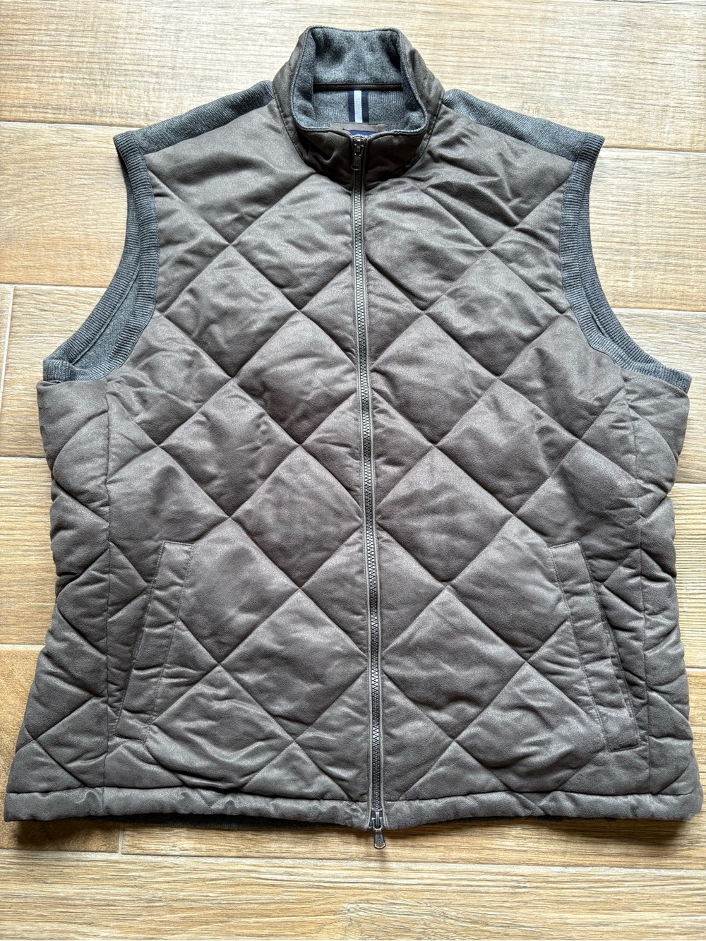 Johnnie-O Dexter Mixed Media Weather Resistant Vest in Mocha from Top Shelf Line